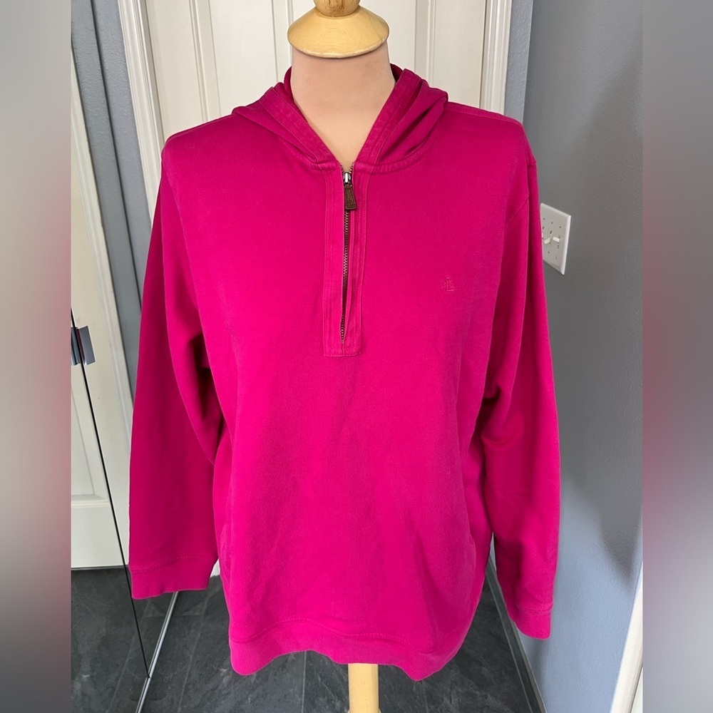 Lauren Ralph Lauren Fuchsia Pink 1/4 Zip Athleisure Hoodie